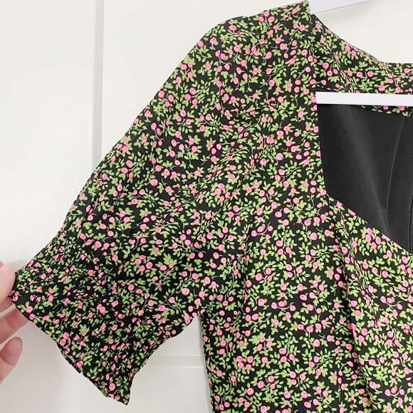 J Crew Smocked Sleeve Floral Print Midi Dress Sz 8 Cottagecore Romantic - Picture 5 of 9